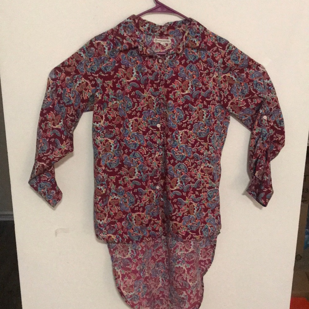 High low button down top